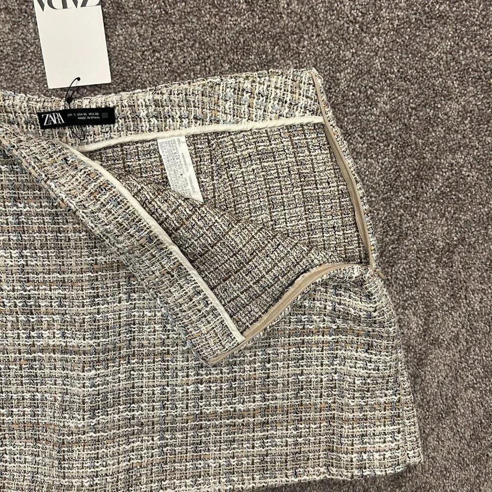 Zara Women's Mini Skort Built-In Shorts Size XL Woven Side Zip Closure NWT - Picture 5 of 14